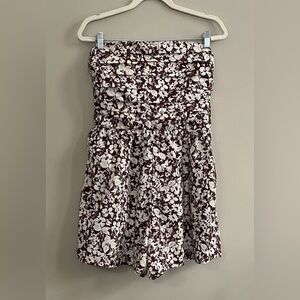 Abercrombie & Fitch brown and white sleeveless romper size medium tall